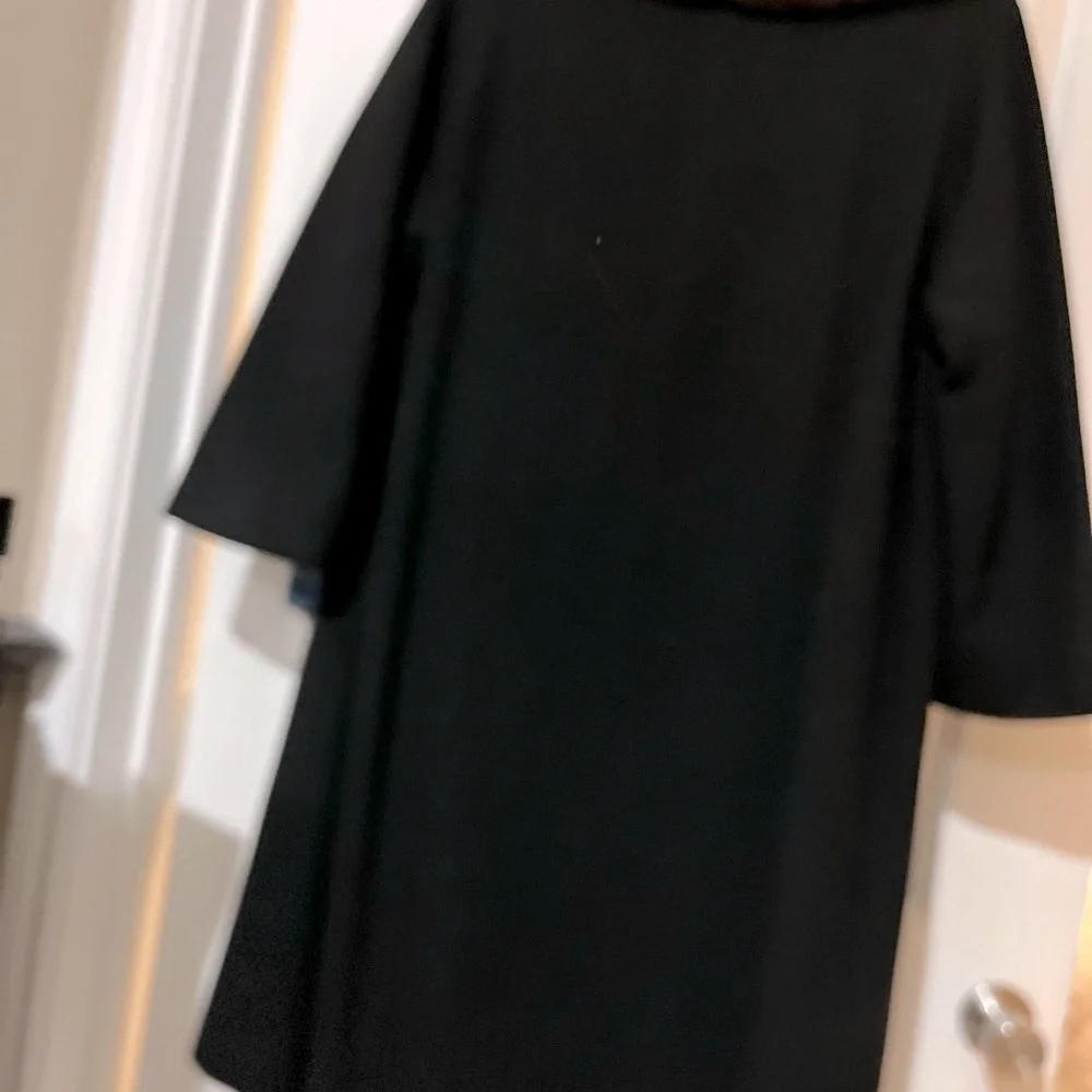 Empress Cashmere Black Coat with Brown Fur Trim and Satin lining - Picture 7 of 11